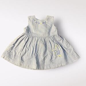 Kru Little Sleeveless Blue Floral Embroidered‎ Dress Size 6/9M